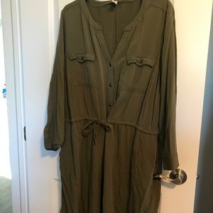 Old Navy Plus Olive Green Shirt Dress Size 2X